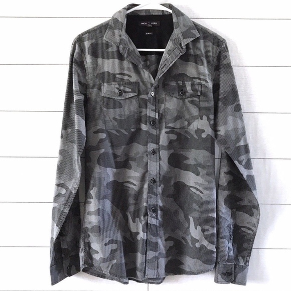 Michael Kors Other - Michael Kors Gray Black Camo Button Down Shirt
